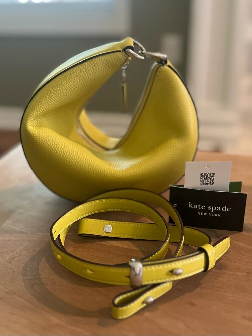 Kate Spade New York Duo Small Pebbled Leather Crossbody Clutch Bag in Lime